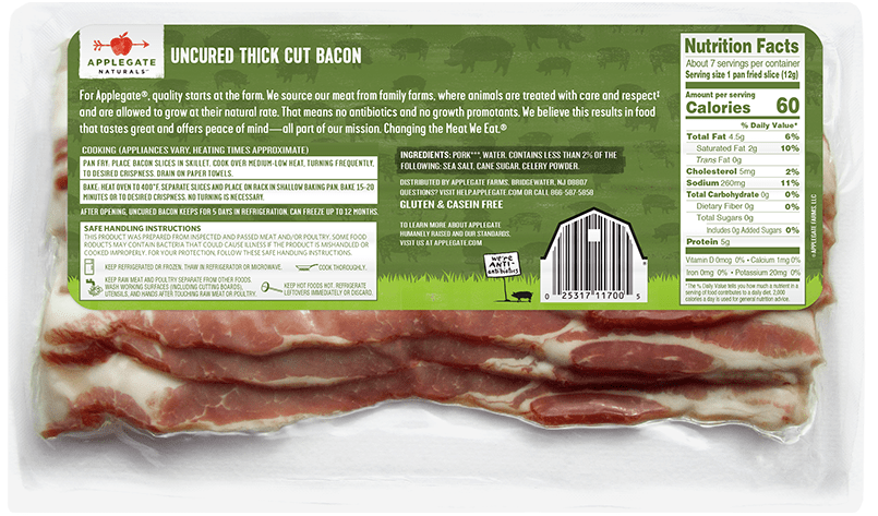 Products - Bacon - Natural Thick Cut Bacon - Applegate